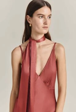 Alice Satin Scarf Dark Caramel