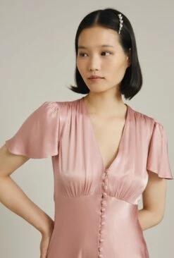 Grace Satin Midi Dress Rose