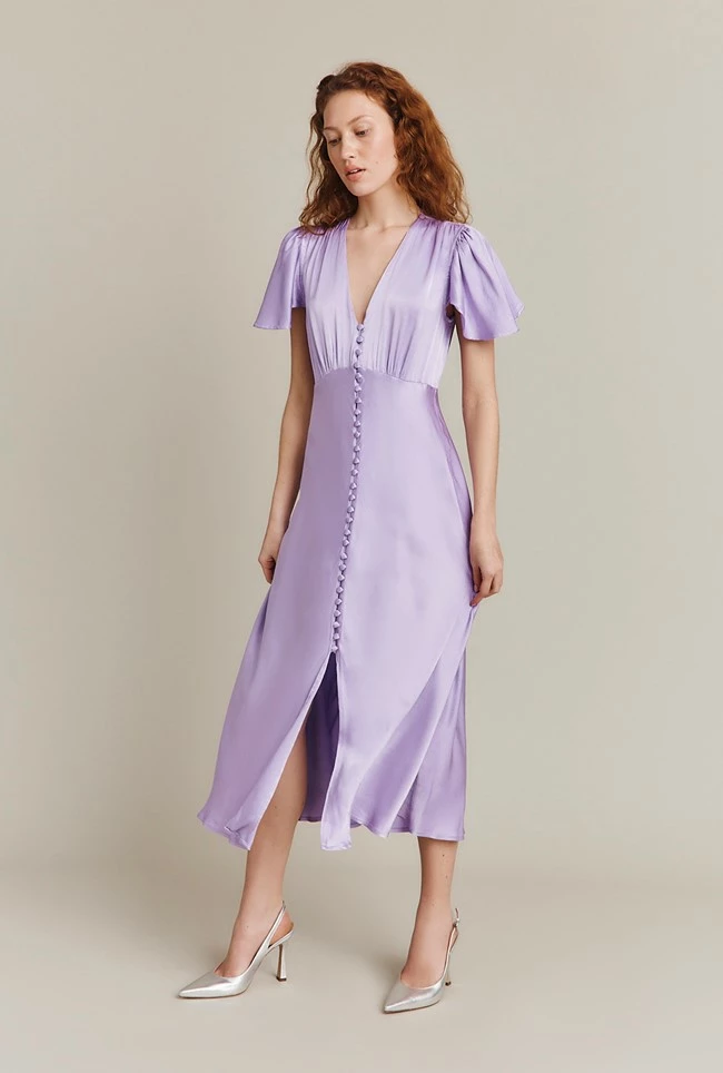Grace Satin Midi Dress Lilac - Image 2