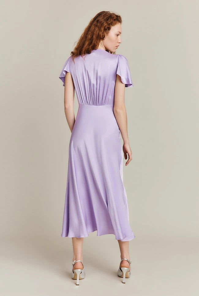Grace Satin Midi Dress Lilac - Image 3