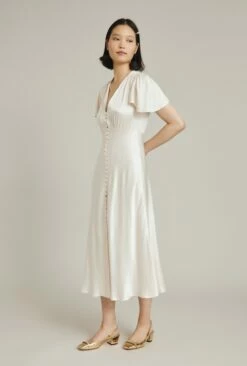 Grace Satin Midi Dress Ivory