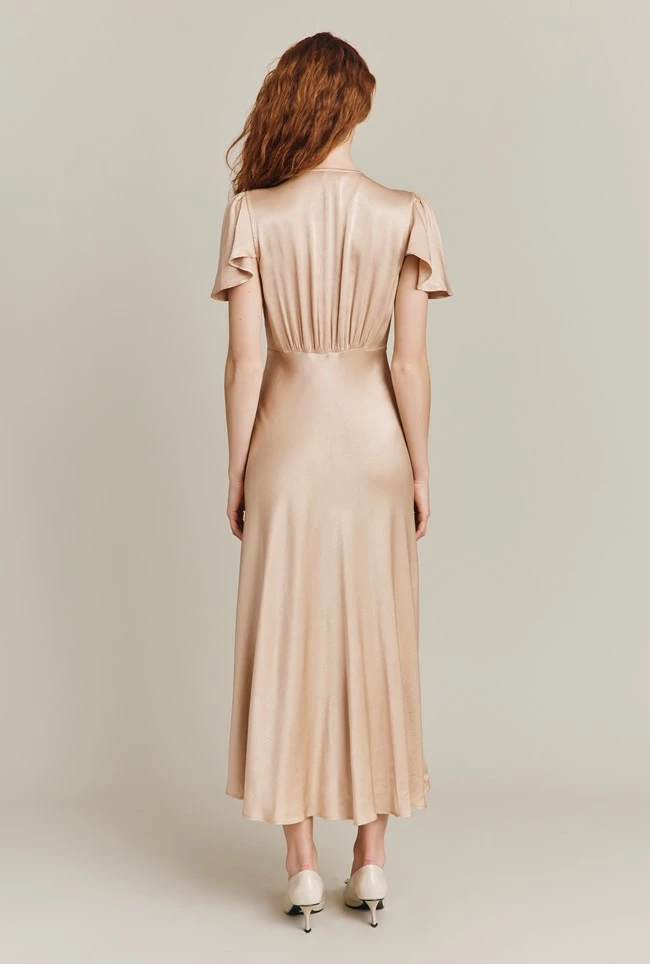 Grace Satin Midi Dress Stone - Image 3