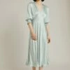 Elle Satin Midi Dress Dusty Green