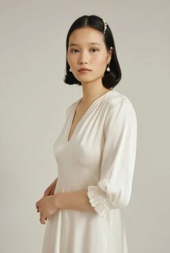 Elle Satin Midi Dress Ivory