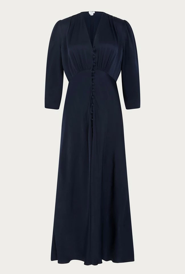 Madison Satin Midi Dress Navy - Image 5