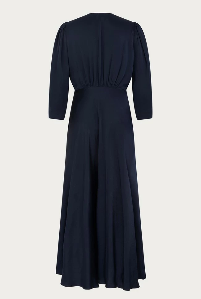 Madison Satin Midi Dress Navy - Image 6