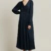 Violet Satin Midi Dress Navy
