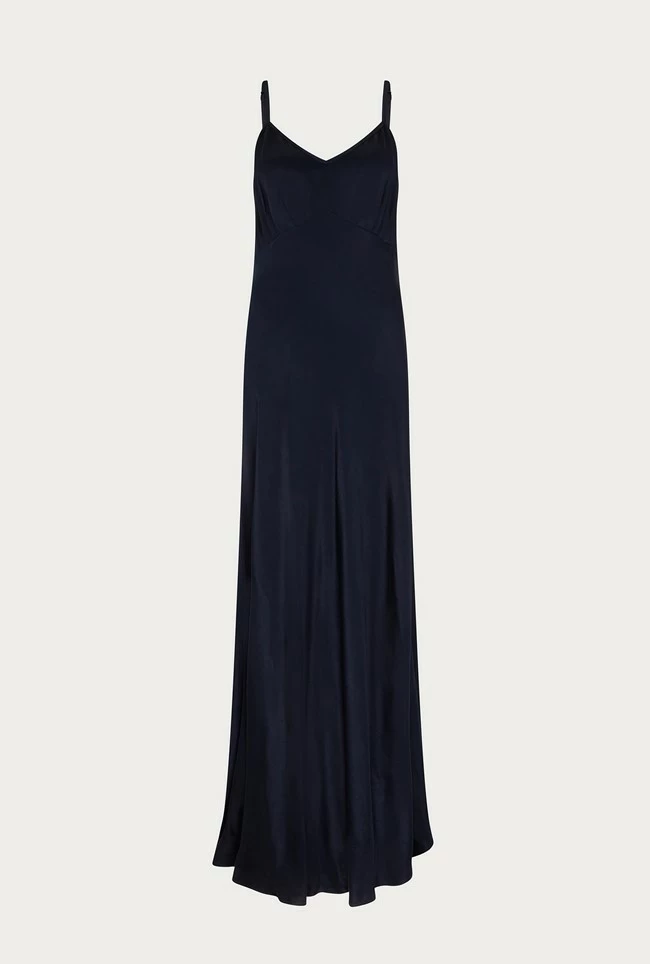 Winnie Satin Maxi Dress Navy - Image 6