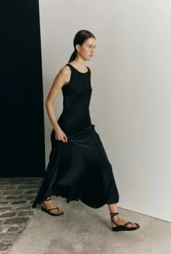 Callie Satin Maxi Dress Black