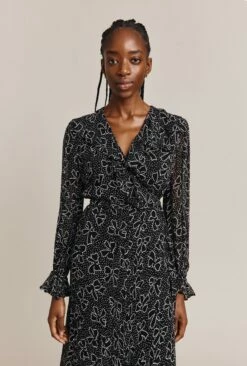 Su Georgette Maxi Dress Black Velvet Bows