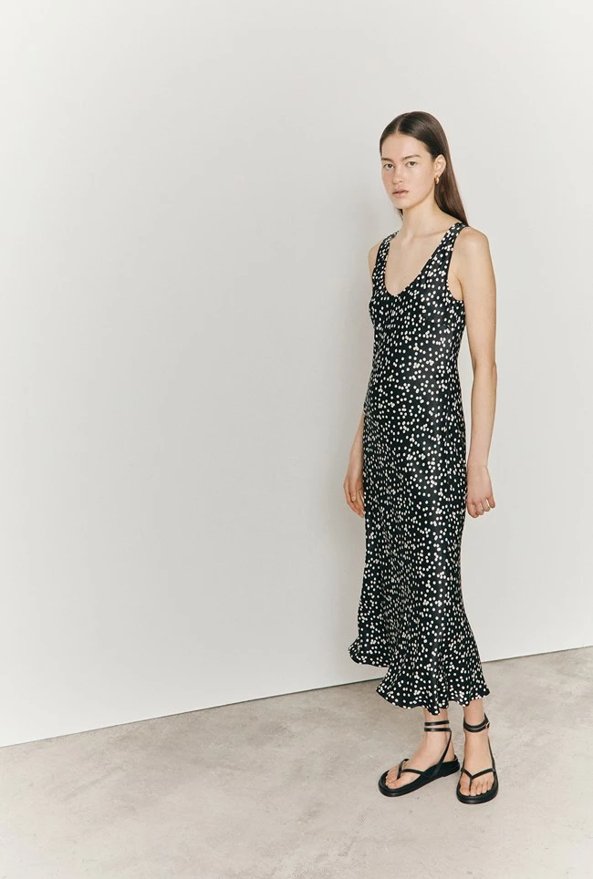 Palm Black Spot Slip Midi Dress Black Spot - Image 2