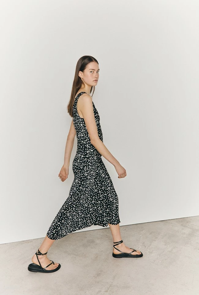 Palm Black Spot Slip Midi Dress Black Spot