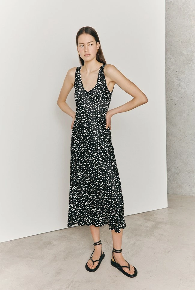 Palm Black Spot Slip Midi Dress Black Spot - Image 3
