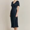 Morella Satin Midi Dress Navy