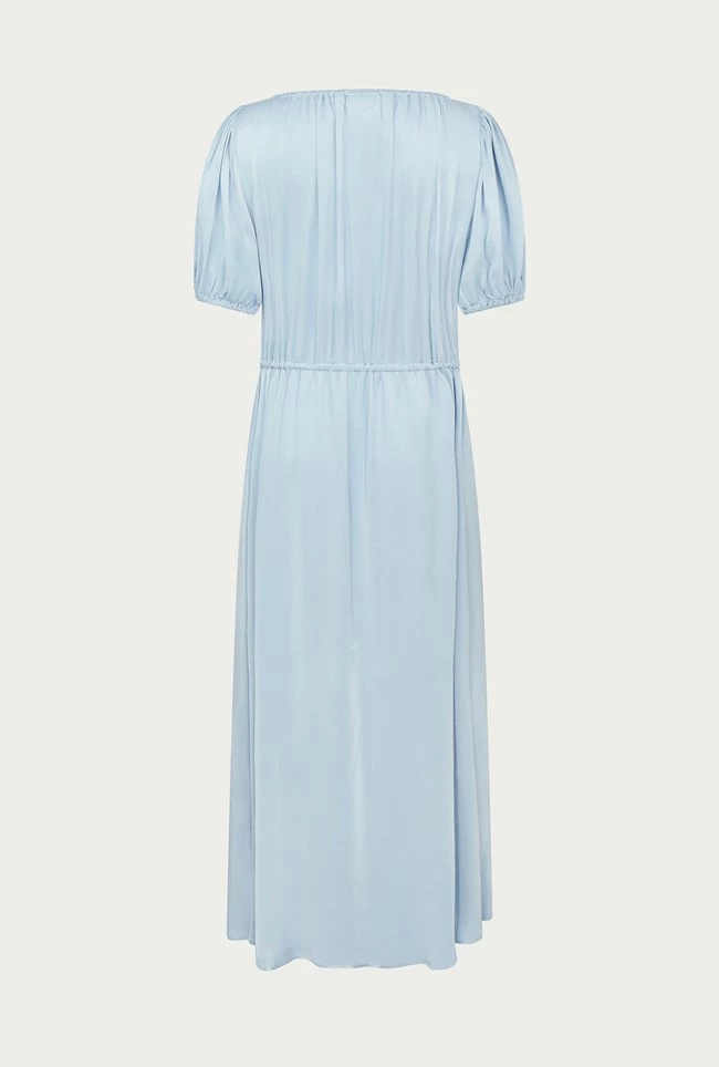 Morella Satin Midi Dress Chambray Blue - Image 6