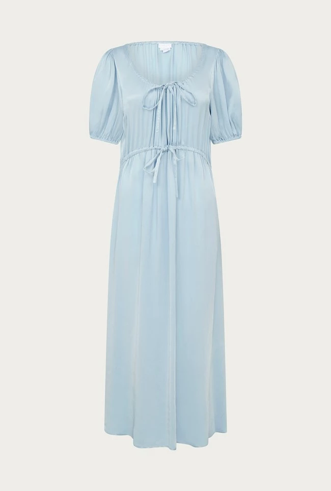 Morella Satin Midi Dress Chambray Blue - Image 5