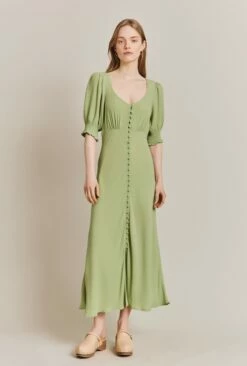 Coco Crepe Midi Dress Leaf Green
