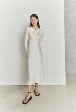 Freya Satin Midi Dress Ivory