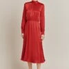 Miley Satin Midi Dress Carmine