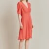 Mia Crepe Knee Length Dress Coral