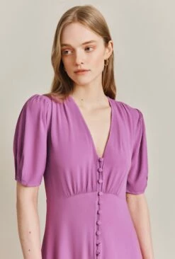 Mia Crepe Knee Length Dress Mauve