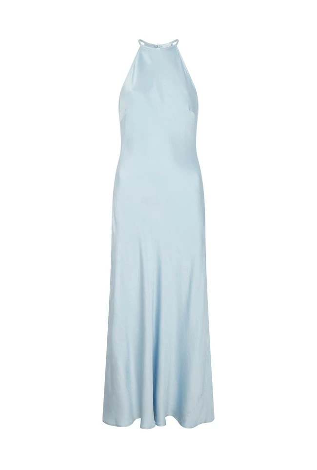 Elsie Satin Midi Dress Chambray Blue - Image 5