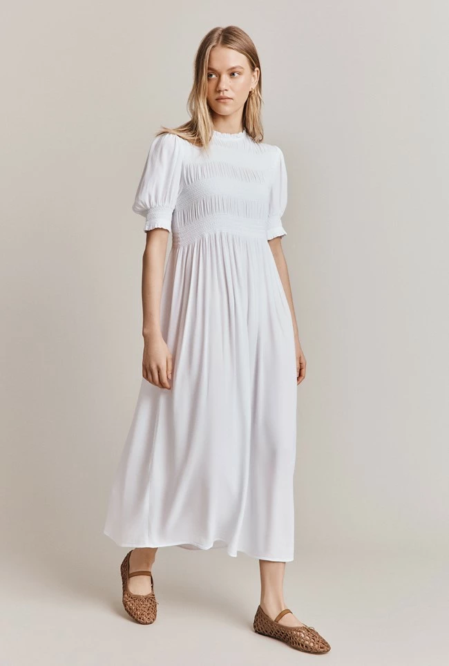 Eloise Crepe Midi Dress White - Image 2