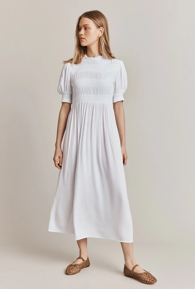 Eloise Crepe Midi Dress White - Image 3