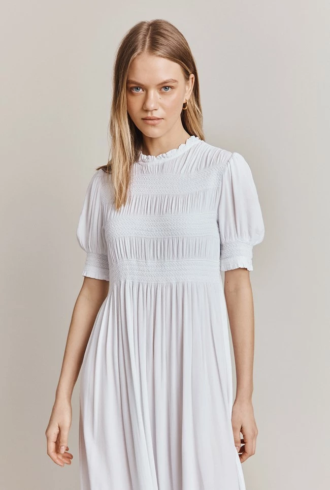 Eloise Crepe Midi Dress White