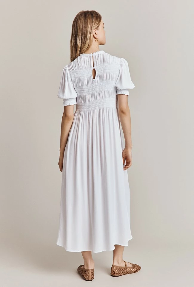 Eloise Crepe Midi Dress White - Image 4