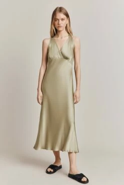 Lua Satin Midi Dress Willow