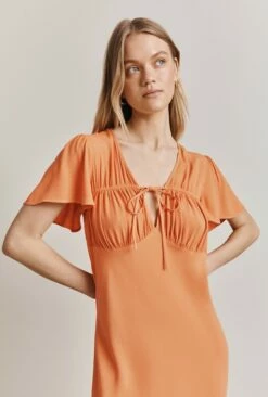 Laura Crepe Midi Dress Orange