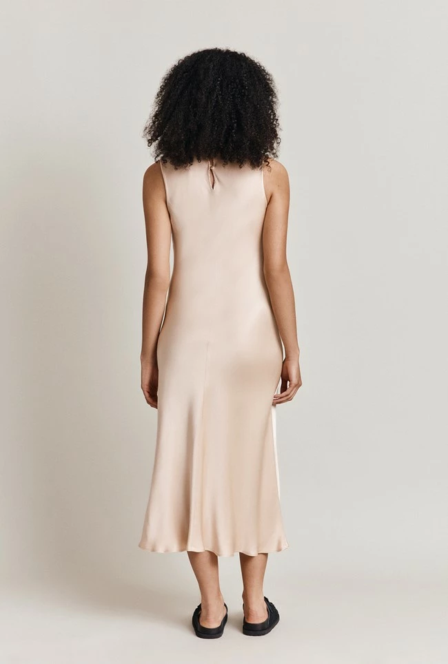 Steph Midi Satin Dress Stone - Image 4