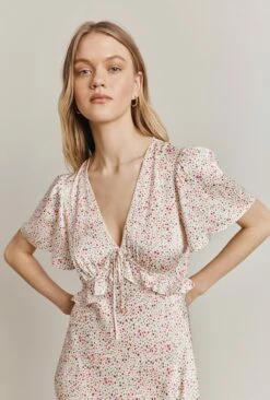 Bibi Satin Midi Dress Cream Bubble