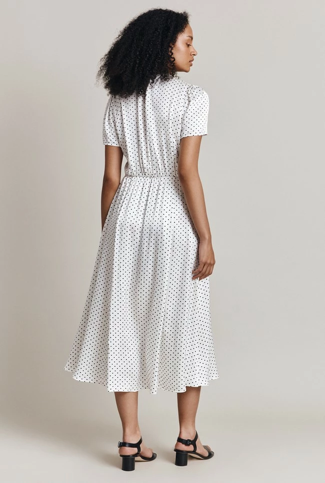 Hana Satin Midi Dress White Spot - Image 4