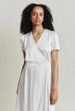 Hana Satin Midi Dress White Spot