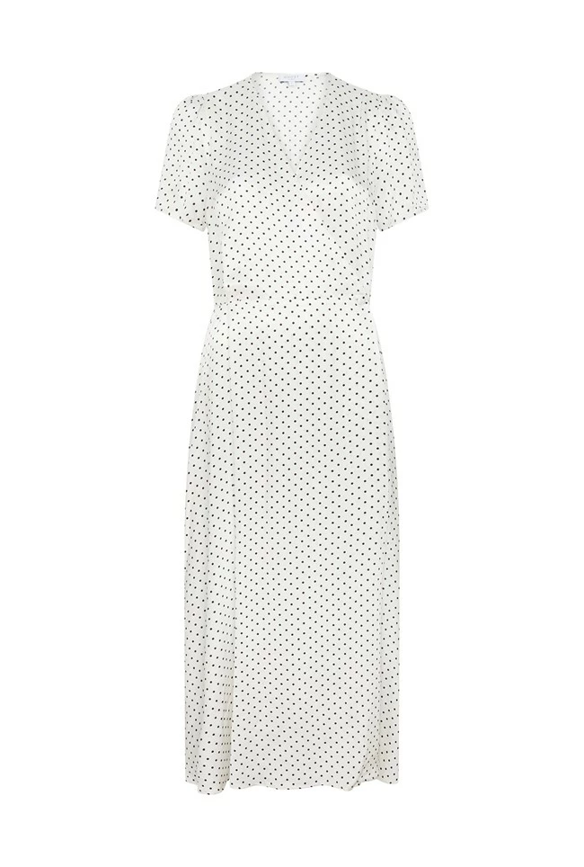 Hana Satin Midi Dress White Spot - Image 5