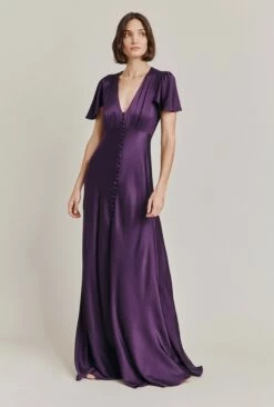 Delphine Satin Maxi Dress Blackberry