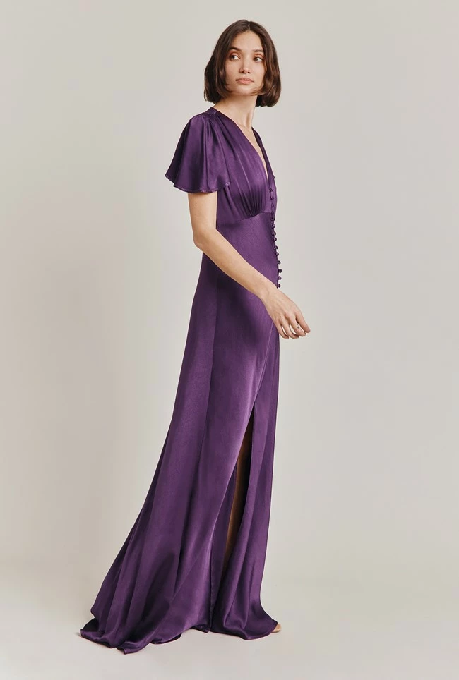 Delphine Satin Maxi Dress Blackberry - Image 3