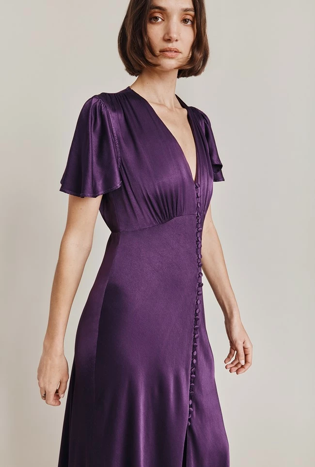 Delphine Satin Maxi Dress Blackberry - Image 2