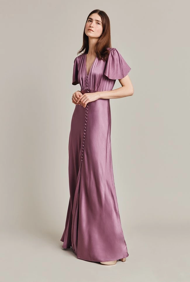 Delphine Satin Maxi Dress Purple Gumdrop - Image 3