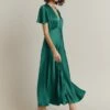 Grace Satin Midi Dress Dark Green