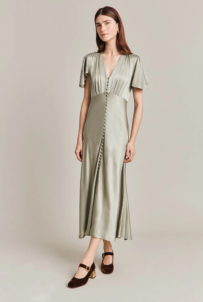 Grace Satin Midi Dress Seagrass - Image 3