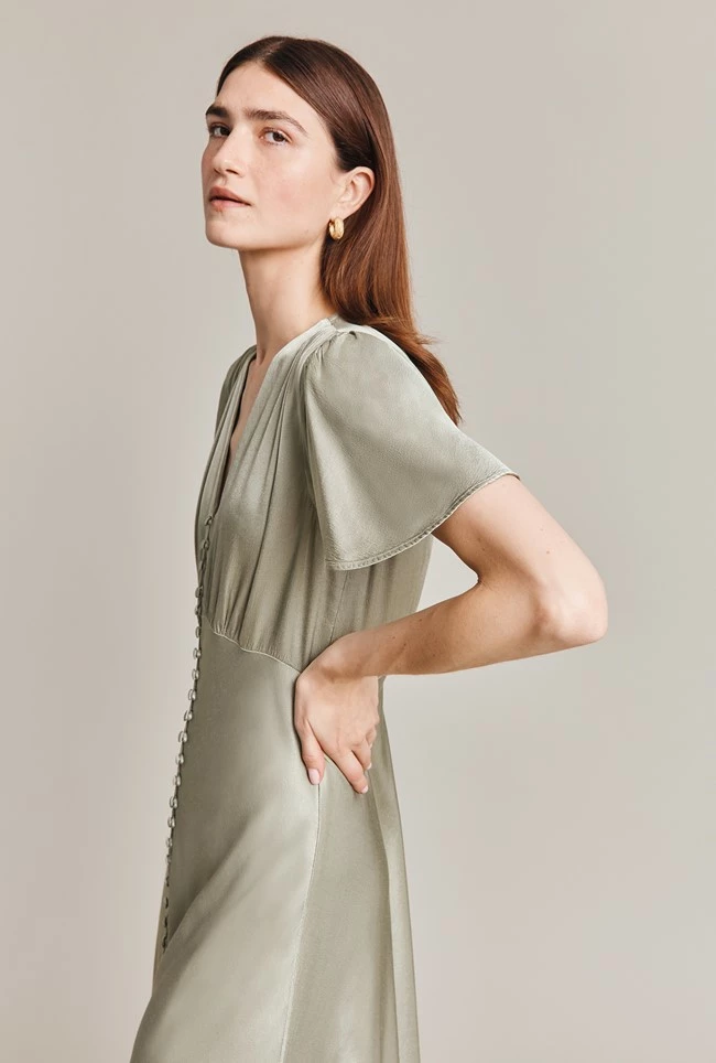 Grace Satin Midi Dress Seagrass - Image 2