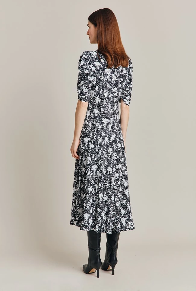 Madi Crepe Midi Dress Black Floral - Image 6