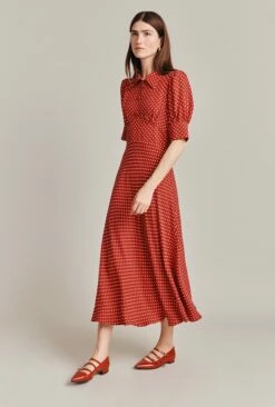 Wilma Crepe Midi Dress Red Spot