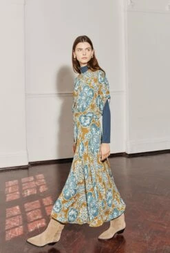 Harriet Crepe Midi Dress Blue Tapestry