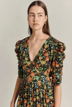 Sarah Crepe Midi Dress Classic Floral