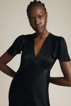 Delphine Satin Maxi Dress Black