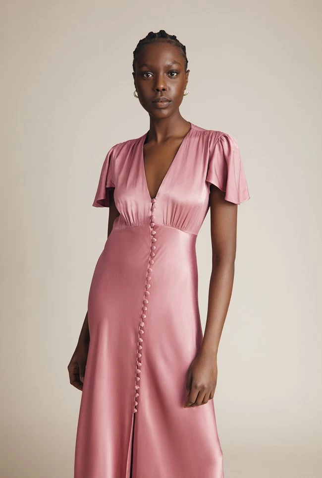 Delphine Satin Maxi Dress Pink - Image 3